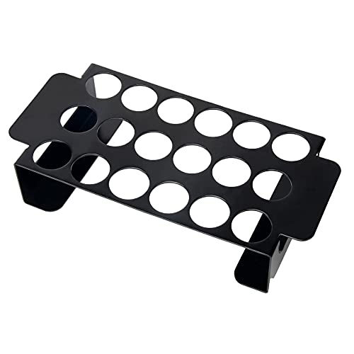 Anglekai 18 Hole Black Jalapeno Grill Rack for Chili Stainless Steel Barbecue Chili Peppers Grill Rack with Handle Jalapeno Popper Stand for BBQ Smoker or Oven (Black)