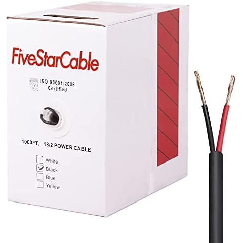 FiveStarCable 18/2 Power Cable 1000 ft 18-2 Gauge Security/Alarm/Audio/Control Low Voltage Cable Wire 18 AWG Cover