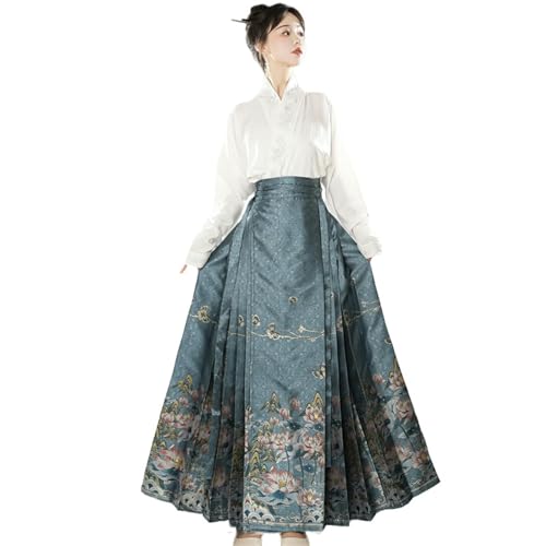 Jupe Hanfu femme style Ming brocart or vêtement national hiver