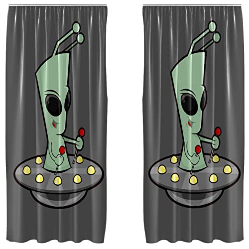 Cortinas para sala de estar de 2 paneles, diseño retro divertido de 55 x 84 pulgadas 2