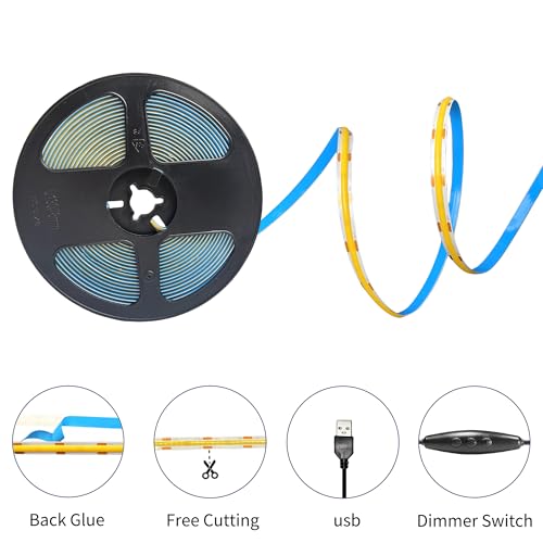 Tira de LED USB 5V 8mm COB Dimmable 320 LEDs 3M Rosa miniatura 4