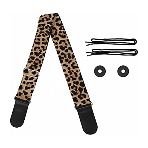 Pizding Leopard Pattern with Guitar Strap Bass Acoustic Electric Guitar Shoulder Strap Belt for Men Women Guitar Player Adjustable Replacement Crossbody Strap Cover