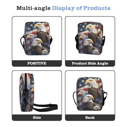 Crossbody Bag American Flag Eagle 4th Of July Independence Day Messenger Bag for Women Men Purse Shoulder Bag Satchel Bag with Adjustable Strap 202a70444