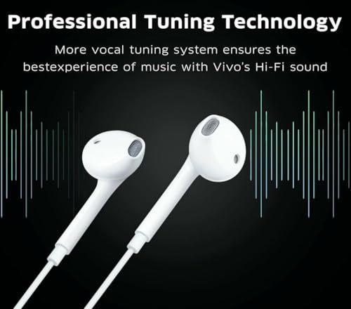 Image of VIVO XE160 Wired Earphones with Mic | Deep Bass | 3.5mm Jack Stereo Sound | in-Ear Headphones for All Smartphones, Tablets, Laptops & Computers (White)