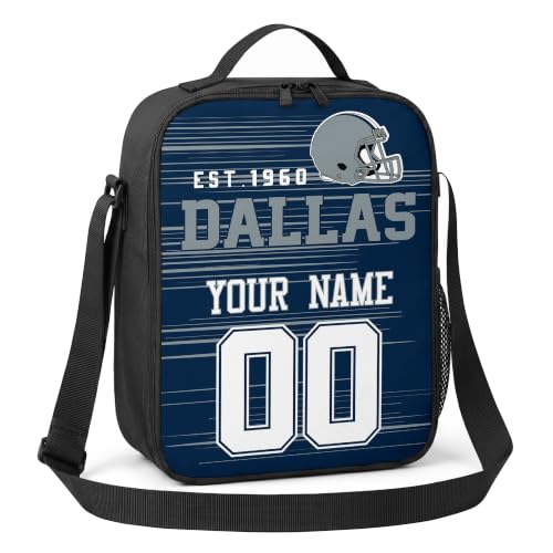 Image of Dallas Lunch Bag Custom Name and Number Personalized Gifts | Custom Personalized Lunch Box for Men Women