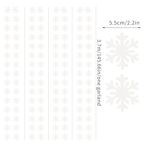 Image of Snowflake-Snow White Christmas Party-Decoration Garland - 52ft Frozen Winter Wonderland Ornaments Hanging Paper Streamers,New Years Birthday Baby Shower Wedding Holiday Classroom Ceiling Decor Hugfond
