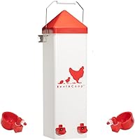 RentACoop 2 Gallon Chicken Waterer with Auto-Fill Cups, Horizontal Nipples, Anti-Roost Cone & Mounting Kit for Chickens, Ducks, Geese