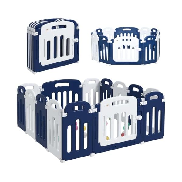 Baby playpen 14 panels foldable safety play yard for indoor outdoor play  urban country home decor