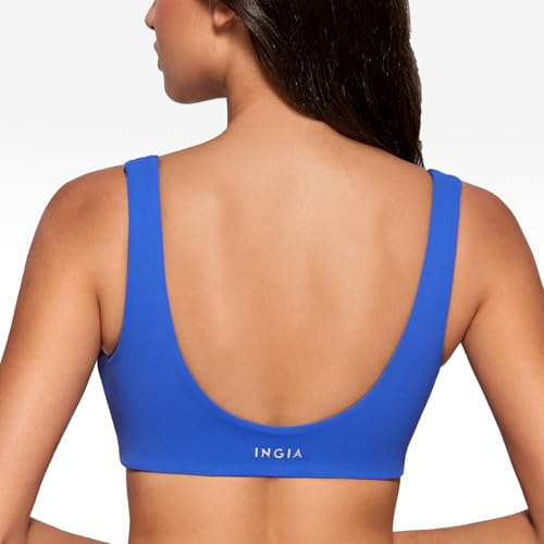 Image of INGIA Womens U-Neck Sports Bra Padded U Back Medium Impact Fitness Yoga Bar Workout Crop Top with Built in Bra