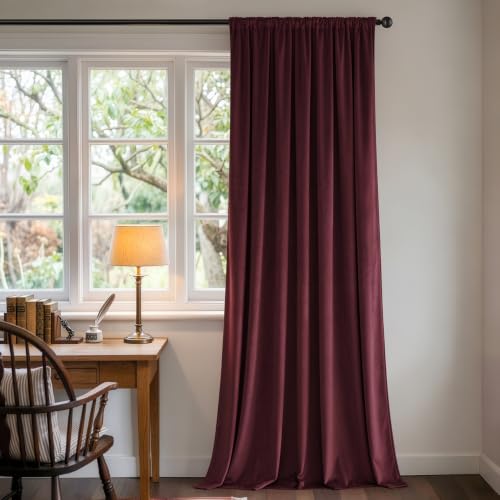 Image of MIULEE Ruby Red Blackout Velvet Curtains Drapes 108 Inch Long 52 inchx108 inch