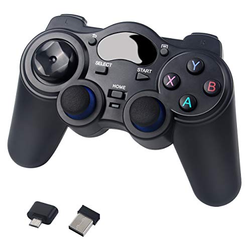 Controlador inalámbrico 2.4G, Gamepad Joystick de Doble Vibración Para Computer PC Smart TV -Negro