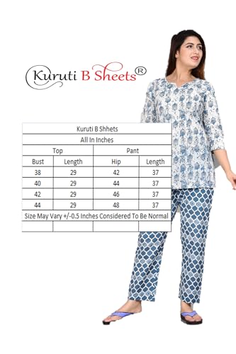 Image of Kuruti B Sheets Women's Printed Night Suit Set | Soft & Breathable Top and Pyjama Set for Women | Stylish Relaxed Fit Sleepwear for Everyday Comfort | Perfect Lounge Wear for Home & Travel