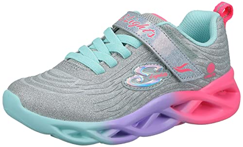 Skechers Kids Girls Twisty Brights-Color Radiant Sneaker, Silver/Multi, 1.5 Little Kid