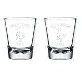 MIP Set of 2 Shot Glasses 1.75oz Shot Glass Gift Silly Goose Juice Funny