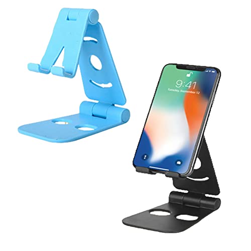 Supporto Per Telefono Pieghevole Girevole Multi-Angolo - In ABS, Per Smartphone E Tablet 4-13 Pollici, Colore Blu - 5