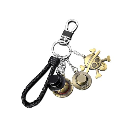 LbsAMP Anime Keychain Keyring Braided Leather Keychain with Hat and Skeleton Decorations Popularity Fashion Merchandise Anime Accessories Gifts for Fan Men Boys Friend