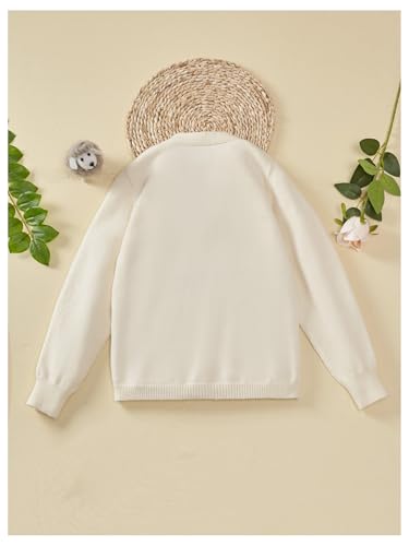 Floerns Girl's Button Down V Neck Sweater Long Sleeve Casual Soft Knit Cardigan2