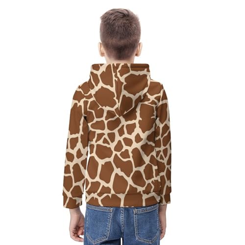 Giraffe Pattern Hoodie Teen Sweatshirt Pullover Hoode Casual Loose Big Kid Hooded Sport Shirt Tops 7-18 Years3