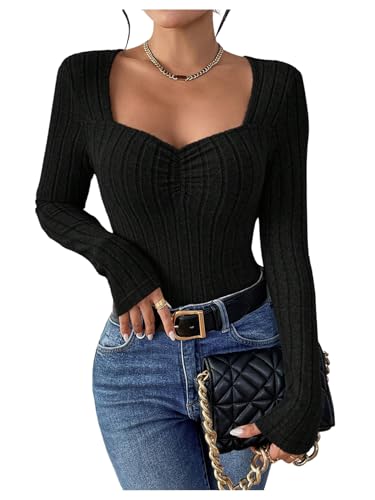SOLY HUX Women's T Shirt Sweetheart Neck Long...