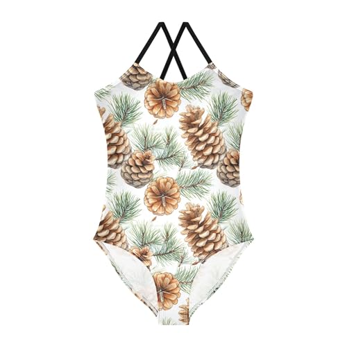 Yuiboo Girls Swimsuits 1-Piecing Bathing Suit Girl Toddler Girls Swim Suit Beach Swimwear Pine Cones Pine Branches