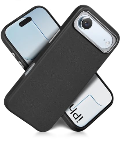 Image of WOW IMAGINE Back Cover for iPhone Air 17 2025 | Shockproof Tough Leather Texture Hard Mobile Case | Ultra Slim Non-Slip Grip | Inner Velvet Fabric | Metal Camera Ring - Black