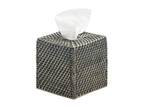 KOUBOO 1030088 Laguna Square Rattan Tissue Box Cover, Black Antique