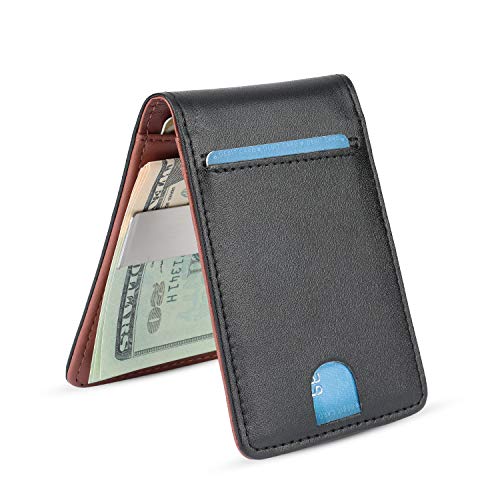 YOOMALL Leather Money Clip Wallet for Men RFID Blocking Minimalist Card Holder Slim Front Pocket Wallets