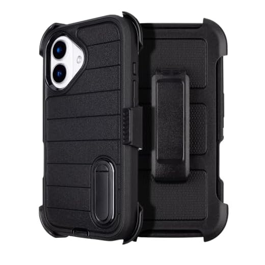 Defender Case for iPhone 16 Case with Belt Clip Holster Kickstand Black