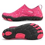 ATHMILE Kids Water Shoes Boys Girls Quick Dry Waterpark Barefoot Beach Sports Swim Pool Summer Shoes(Toddler/Little Kid/Big Kid) Rose Red Big Kid 3
