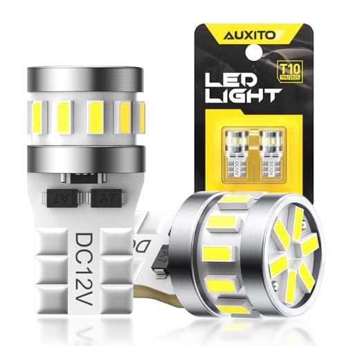 AUXITO T10 LED Bulbs 6500K Bright White 168 2825 194 W5W LED Replacement Bulbs CANBUS Error Free for Car Dome Door Map Courtesy Trunk Cargo Exterior License Plate Lights Pack of 2