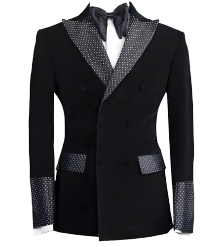 Kromoc Uomo Giacca in Velluto a Pois con Revers a