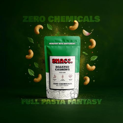 Image of Snacc Italian Herb Roasted Cashews | Savoury Masala Kaju Dry Fruit | Crunchy Premium Cashew Nuts | Protein-Rich | Zero Chemicals | 100% Clean Label Healthy Snack | 200g x 4