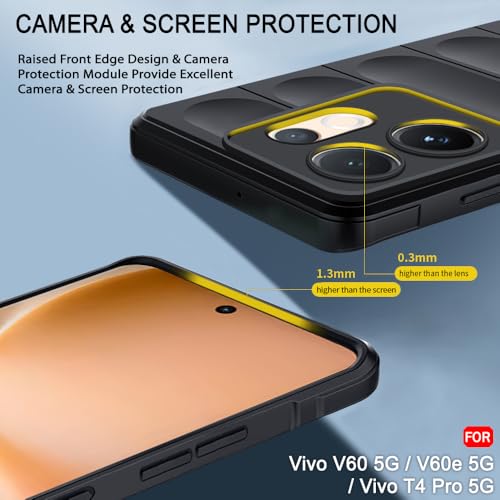 Image of TheGiftKart Liquid Silicon Back Cover Case for Vivo V60 5G / V60e 5G / Vivo T4 Pro 5G | Shockproof Military Grade Protection | Micro-Fibre Cloth On Inner Side | Anti-Slip Grip Back Cover (TPU, Black)