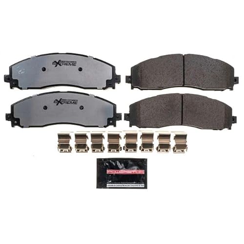 PowerStop Rear Brake Pads For Ford F-250 Super Duty 2013-22 |F-350 Super Duty 2013-22 |F-450 Super Duty 2013-16 - Z36 Truck & Tow Carbon-Fiber Ceramic Brake Pads With Installation Hardware, Z36-1691