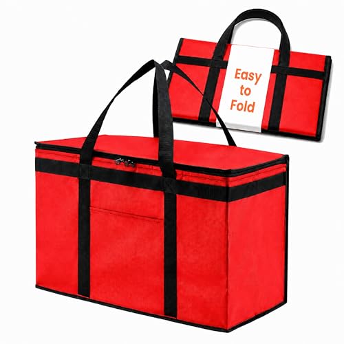 NZ home Insulated Food Bag, Portable Cooler Tote (2XL, Red, 1 Pack)