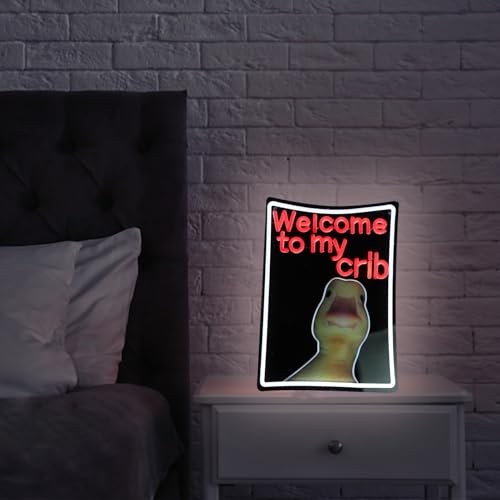 Image of Welcome To My Crib Neon Sign,Led Funny Neon Light,My Crib Sign For Bedroom,Hanging Neon Signs For Bedroom Nursery College Dormitory Room Decor