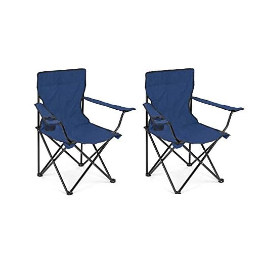 Smitex Portable Folding Chair for Outdoor, Beach and Camping Chair with Arm Rest Cup Holder and Carrying and Storage Bag (Pack of 2) (Blue)