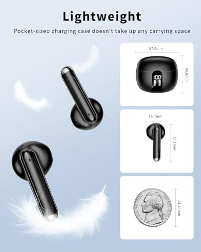 Image of XIAOWTEK Wireless Earbuds, 2026 Bluetooth 5.4 Headphones Bass Stereo Ear Buds (Black)