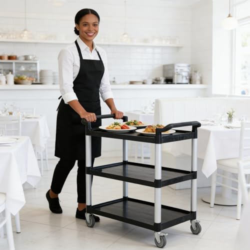 3-Tier Heavy Duty Utility Cart with Wheels, 43' Lx 21' W x 38' H, Durable Rolling Cart for...