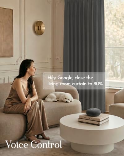 Image of Graywind Motorized Curtains with Track, Room Darkening Smart Curtains, Hardwired Curtains Compatible with Alexa Google Home Remote Control for Large Windows, Custom Drapes Up to 220 inch, Echo (Smoke)