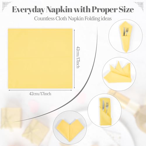 PLOYMONO Yellow Cloth Napkins - 8 Pack 17" x 17" Washable Polyester Napkins by PLOYMONO - Used condition - Image 4