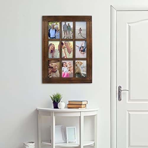 Prinz-Homestead-Distressed-Walnut-Wood-9-Opening-Collage-Picture-Frame-for-4-x-6-Photos-Wall-Hanging-Horizontal-or-Vertical-Display Prinz Homestead Distressed Walnut Wood 9 Opening Collage Picture Frame for 4 x 6 Photos Wall Hanging Horizontal or Vertical Display