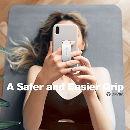 Onpint Phone Grip Finger Strap Holder 3.23 Inches, 2-In-1 Cell Phone Slim Finger Loop Holder Kickstand Compatible With Iphone Samsung And Most Smartphones - White #TOP6