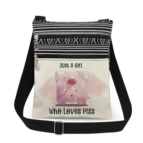 Pig Print Women Crossbody Bag Just A Girl Who Loves Pigs Adjustable Shoulder Strap Messenger Bag Sweet Birthday Gift for Pig-Loving Adult