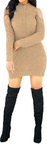 Sweater Dress for Women Elegant Casual Knit Long Sleeve Off Shoulder Pullover Winter Dresses4
