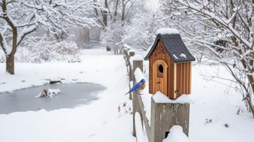 image for CEDAR ALPHA Water Proof Bluebird Bird Houses for Outside, 1.5