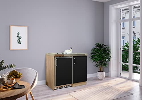 respekta Küche Miniküche Singleküche Pantry Eiche Schwarz Levin 100 cm respekta Küche Miniküche Singleküche Pantry Eiche Schwarz Levin 100 cm