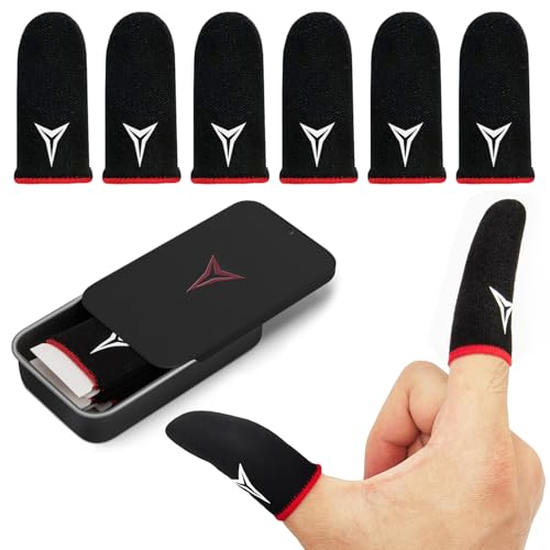 Professional Mobile Gaming Finger Sleeves with a Slide Box No More Slipping Longer Size for 5 Fingers High Sensitivity Anti-Sweat Anti-Slip Finger Gaming Gloves Fits All Touchscreen Devices 6 Pack