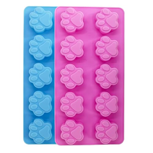 2 Piezas Moldes de Silicona Forma de Pata de Perro, Moldes para Hornear Fácil de Desmoldar Molde para Galletas para Chocolate Tartas Caramelos Dulces Gelatina y Cubitos Hielo Golosinas para Perros