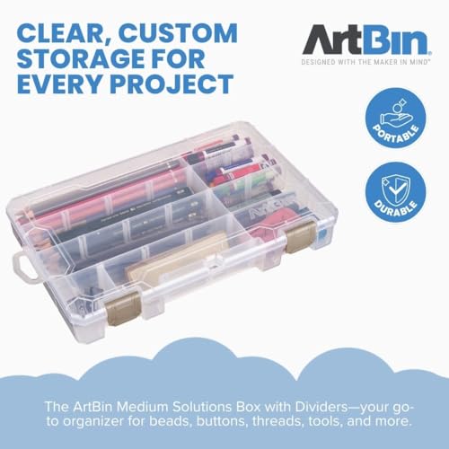 Image of ArtBin 4006AB Medium Solutions Box with Dividers, Art & Craft Organizer, [1] Plastic Storage Case, Clear